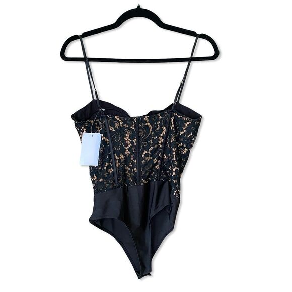 Cami NYC Anne Corded Lace Bodysuit Black bustier boned top corset Revolve 4 - Picture 7 of 11